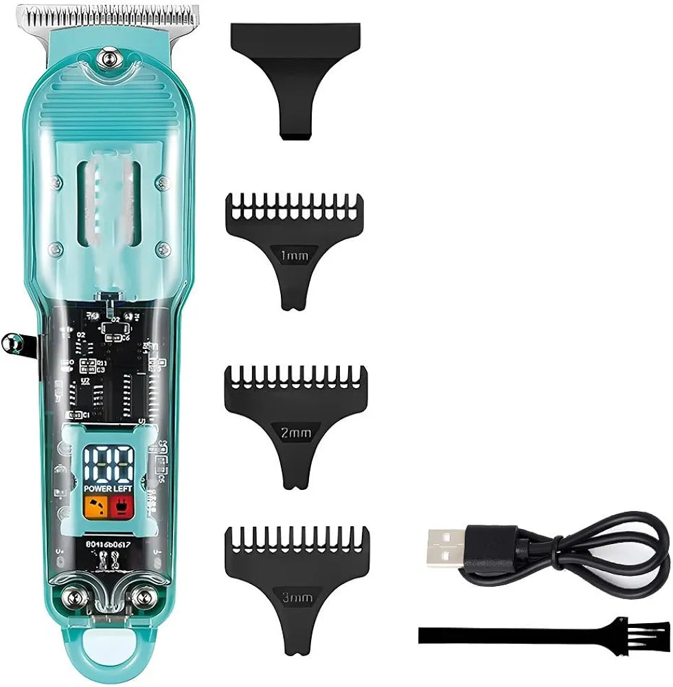 Rechargeable Transparent Body Led Display Professional Hair Clipper