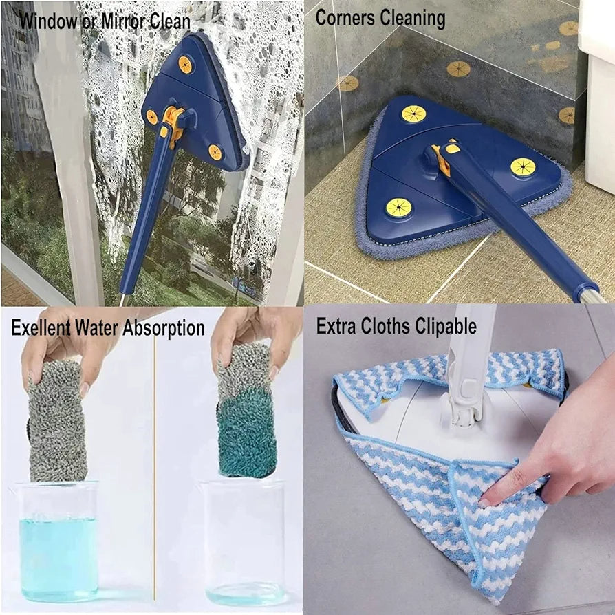4 in 1 Triangle Mop 360 Adjustable For Cleaning Doors - Ratable - Adjustable - Mop - Brooms - Pocha - Pocha for house