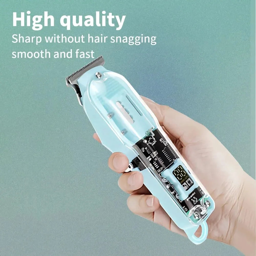 Rechargeable Transparent Body Led Display Professional Hair Clipper