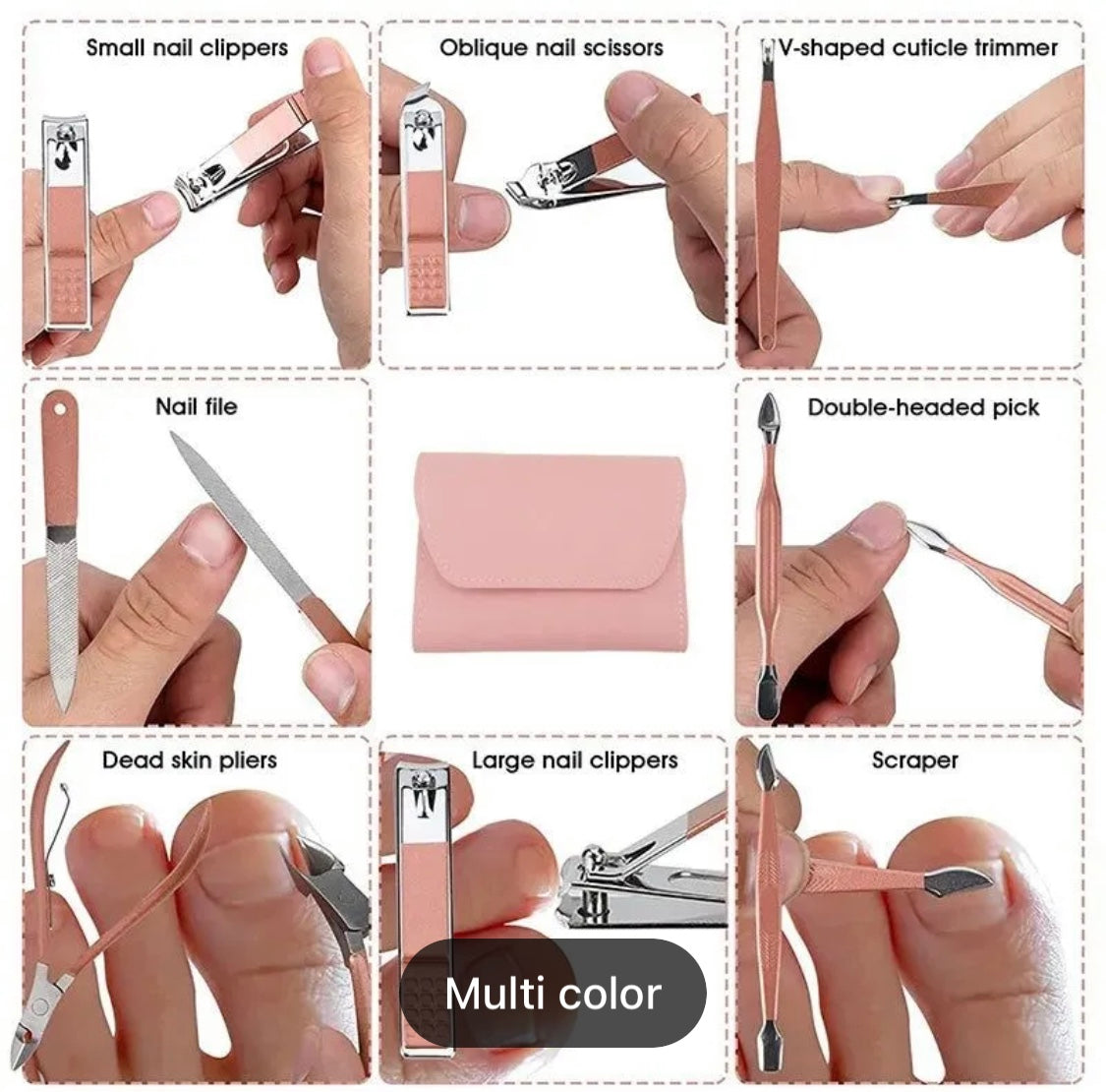 16pcs Manicure Pedicure Grooming Kit, Stainless Steel set