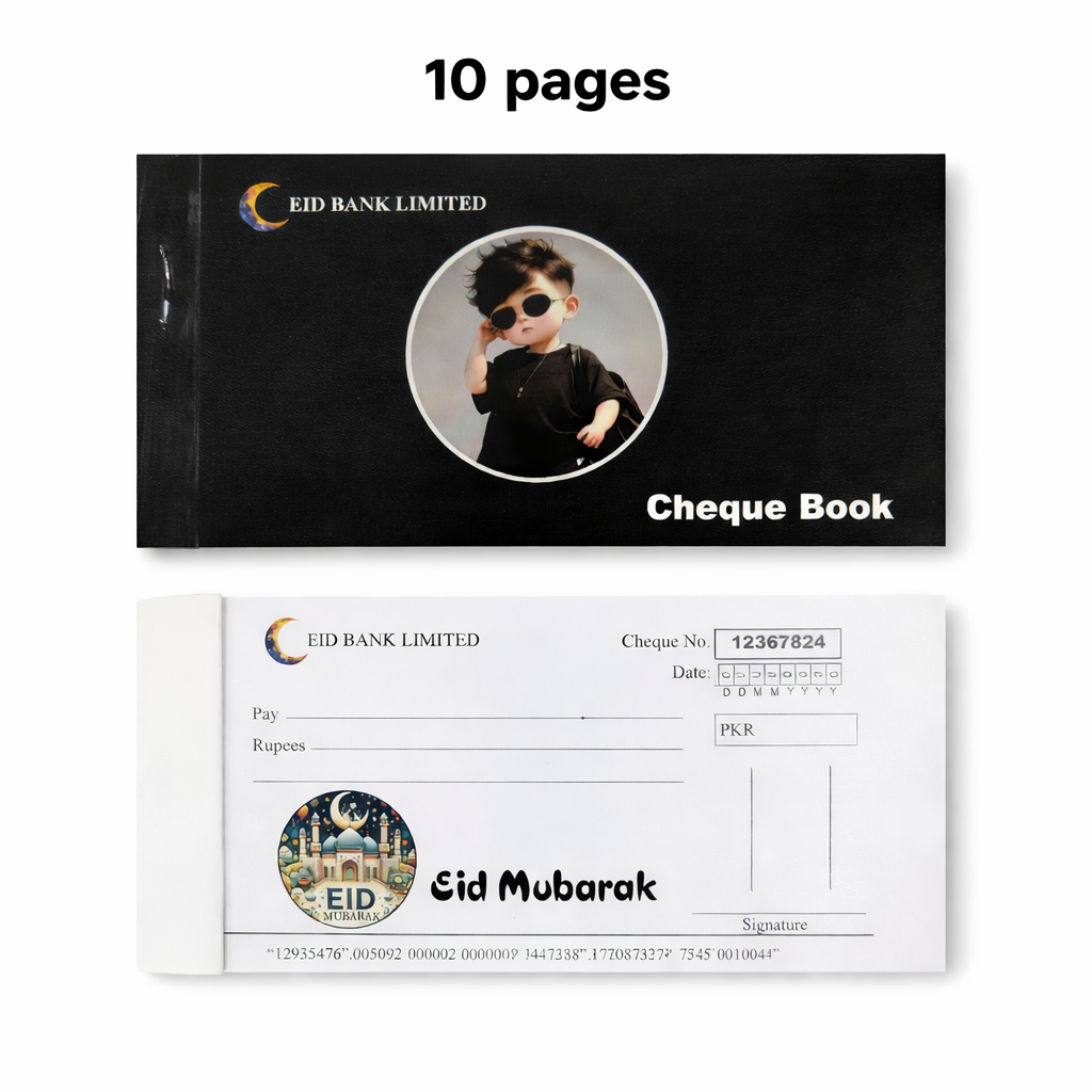 Eidi Cheque Book | Cute Kids Eid Design – 10 Pages